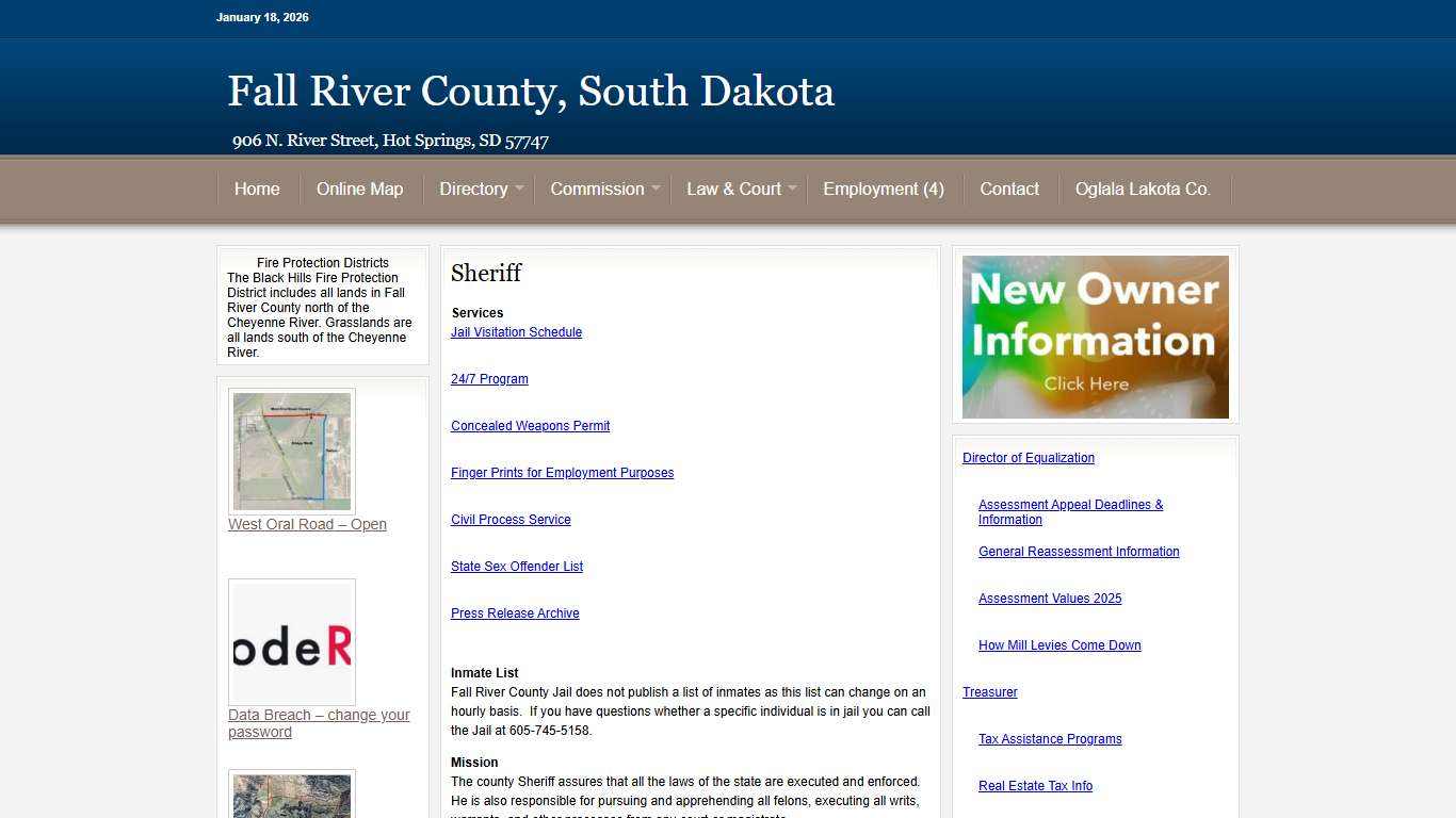 Sheriff - Fall River County, South Dakota