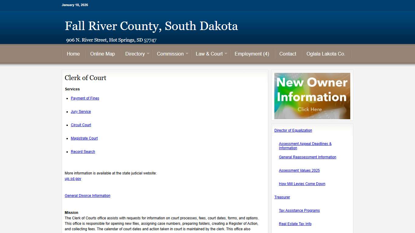 Fall River County, SD Clerk of Courts